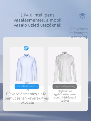 Férfi hosszú ujjú ing len-pamut keverékből, vasalás nélküli, Windsor gallérral, üzleti viselet.