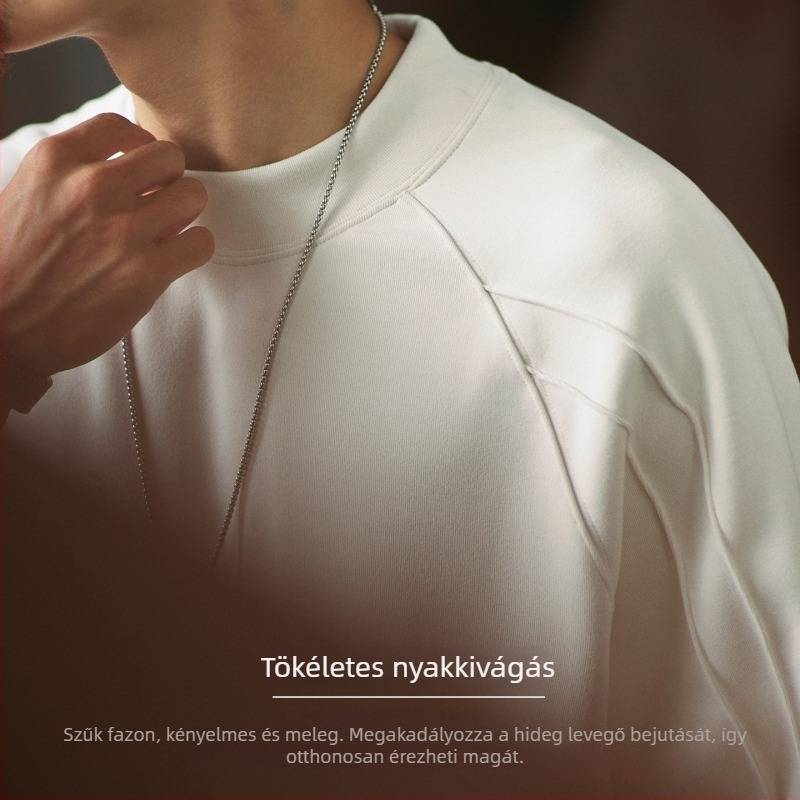 Férfi raglán ujjú termikus póló, 410 g nehéz, laza szabás, egyszínű, alapréteg, 2026 tavasz