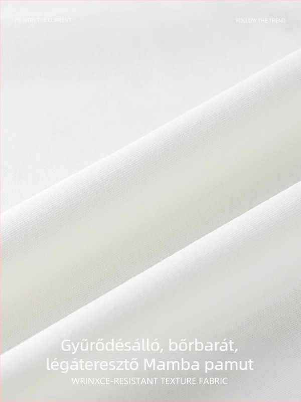 Broderált pamut rövid ujjú férfi póló, nyár 2026, bambusz minta, laza szabás