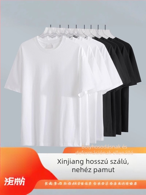 100% pamut rövid ujjú póló, uniszex, laza szabás, kerek nyakú, mindennapi viselet