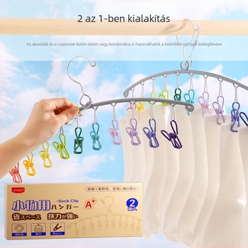 Uyiku Szélálló szivárványos ruhaszárító akasztó – két az egyben klipszekkel, otthoni használatra