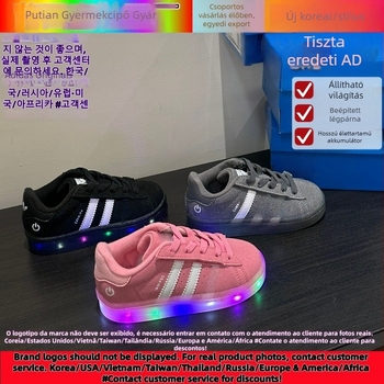 LED világító gyerekcipő AJ1-stílusú, Velcro-pánttal, mindennapi sportcipő