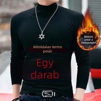 BY Derong Férfiaknak szóló alapréteg felső mock nyakkal, hosszú ujjú, dupla oldalú fleece belsővel, meleg őszre és télre