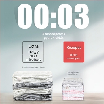Vákuum-tömörítő zacskók készlet ruhákhoz és plédekhez, XL méret, hordozható utazásokhoz és üzleti utakhoz, pumpával