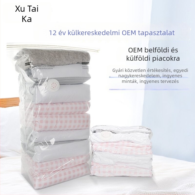 Vákuum-tömörítő zacskók készlet ruhákhoz és plédekhez, XL méret, hordozható utazásokhoz és üzleti utakhoz, pumpával