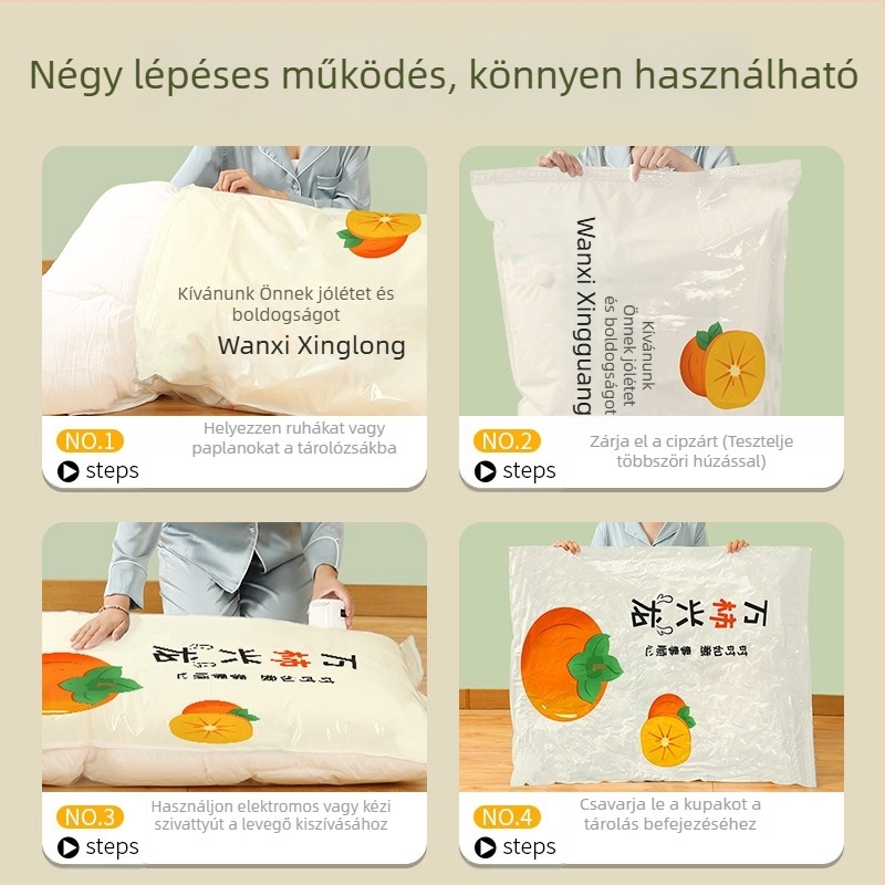 Vákuumos tömítő tasak paplanok és ruhák tárolására pumpával