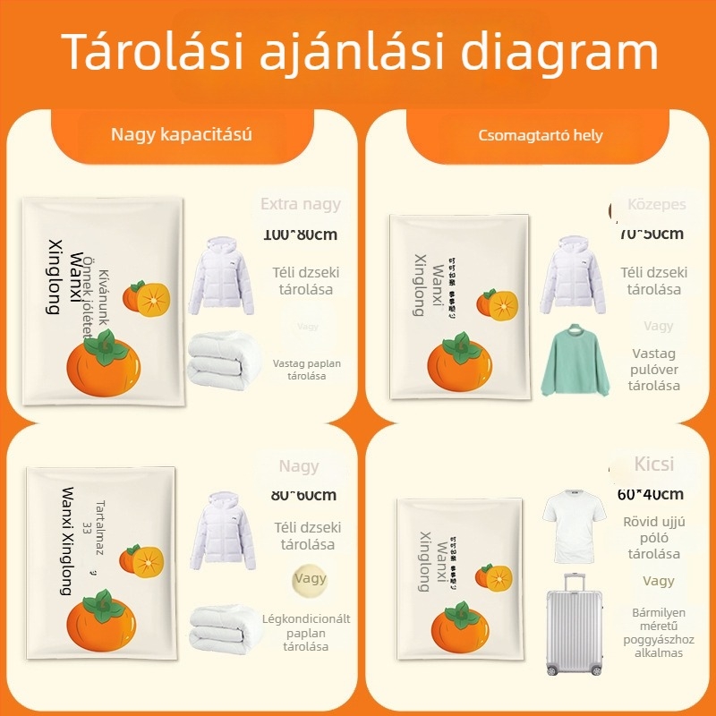 Vákuumos tömítő tasak paplanok és ruhák tárolására pumpával