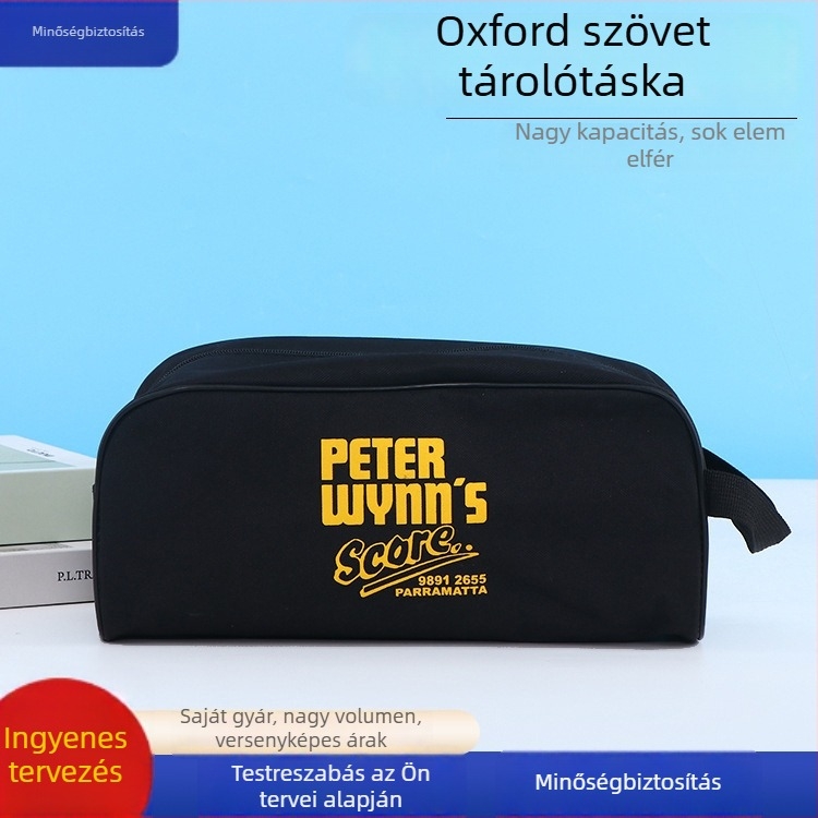 Minimalista stílusú, nagy kapacitású tárolótáska fejhallgatók és töltők számára — Oxford anyag, utazás, összecsukható cipzáras tok