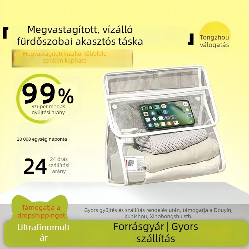 Fürdőszobai falra szerelhető vízálló ruhatároló szervező ruhák és telefon számára