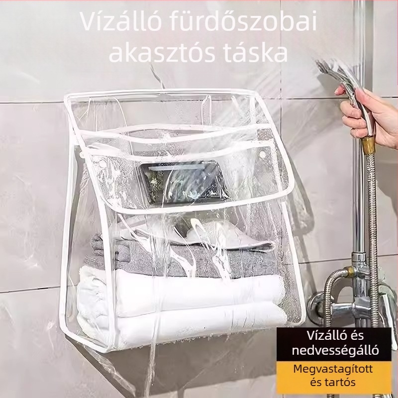 Fürdőszobai falra szerelhető vízálló ruhatároló szervező ruhák és telefon számára