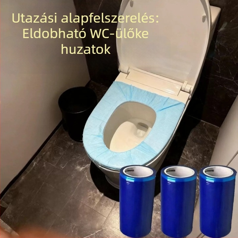 Utazáshoz használható egyszer használatos WC-ülőfedő – hotelszobai higiéniai barrier-film (kék)