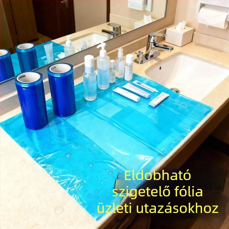 Utazáshoz használható egyszer használatos WC-ülőfedő – hotelszobai higiéniai barrier-film (kék)