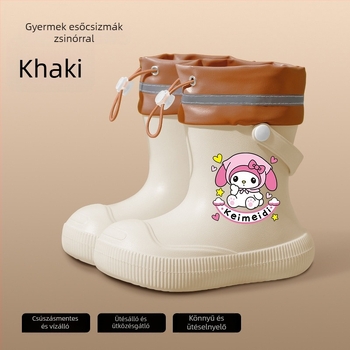 Gyerekeknek készült meleg vízálló esőcsizma, uniszex gumicsizma, magas szárú, iskolába