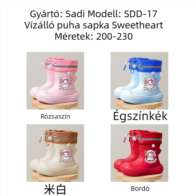 Gyerekeknek készült meleg vízálló esőcsizma, uniszex gumicsizma, magas szárú, iskolába