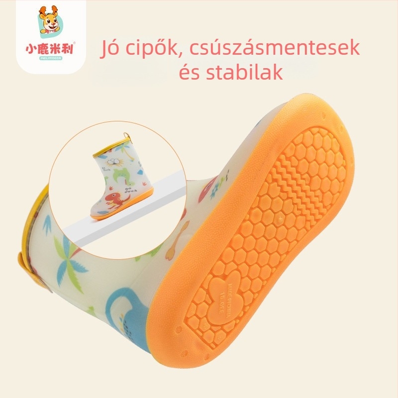 Millie the Fawn gyerek esőcsizmák, PVC mintás, középmagas, csúszásmentes talppal, fiúknak és lányoknak