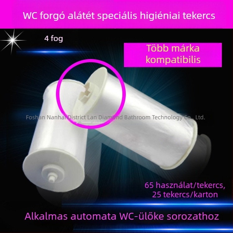 WC-fedélhez tartozó filmdoboz automatikus papírcserével, négyfogú dizájn