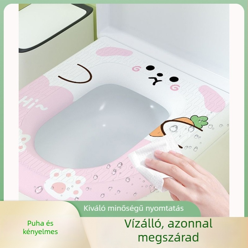 Új, rajzfilmnyomatos, vastag hab ülőpárna a WC-ülőkéhez, négy évszakos univerzális, öntapadós, mosható, meleg