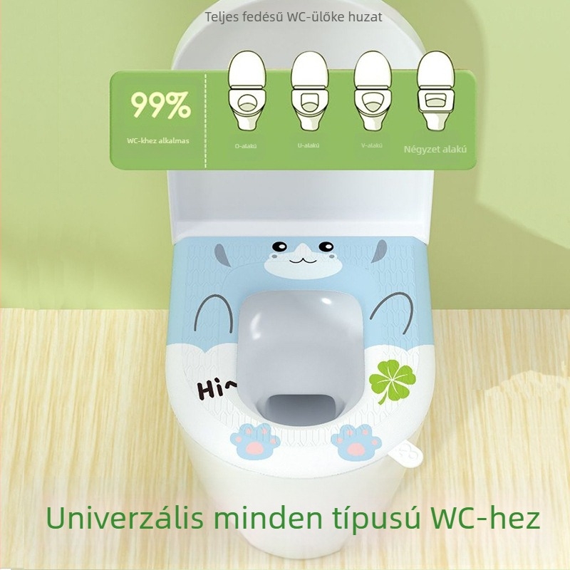 Új, rajzfilmnyomatos, vastag hab ülőpárna a WC-ülőkéhez, négy évszakos univerzális, öntapadós, mosható, meleg