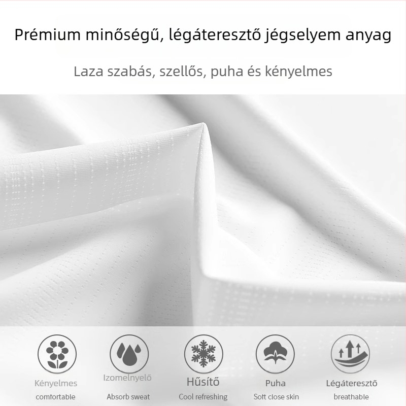 Férfi Ice Silk gyorsan száradó sportos póló, vékony nyári fazon, rövid ujjú, fehér, lélegző edzésfelső