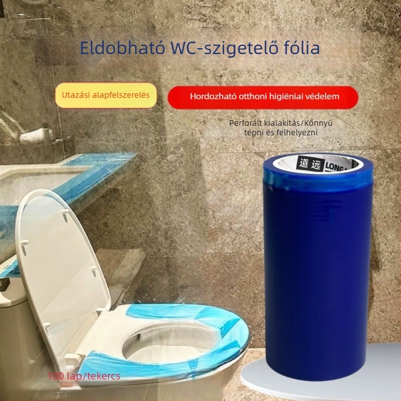 Teljes lefedettségű vécéülőke, öntapadós, egyszer használatos, utazásokhoz és szállodákhoz, hordozható