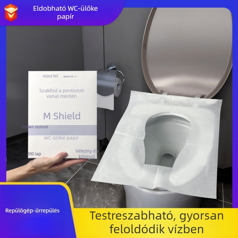 Vízben oldódó egyszer használatos WC-ülőke alátét, 1/4-összehajtású, 14 g faalapú cellulóz, hordozható vécépapír otthoni használatra