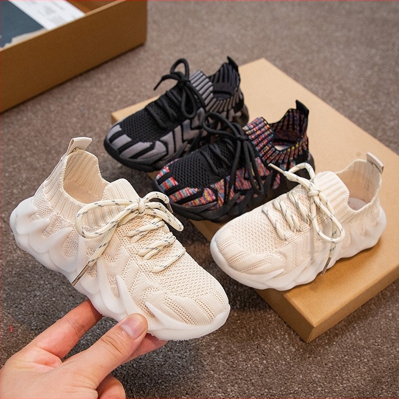 Gyerekeknek készült futócipő fly-knit felsőrész, fűzőkkel, zselés puha talppal, Octopus mintázat