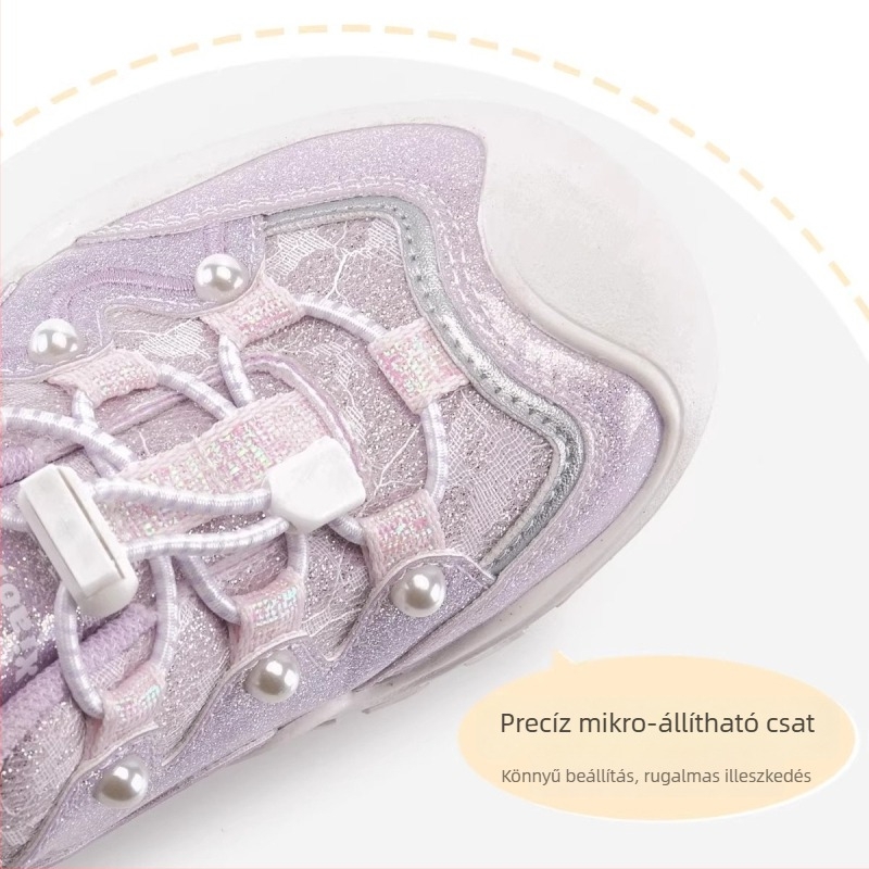 Lányoknak szóló sportcipő, 2026 tavasz – puha talp, könnyű mindennapi sneaker, kültéri viselet Velcro-zárással