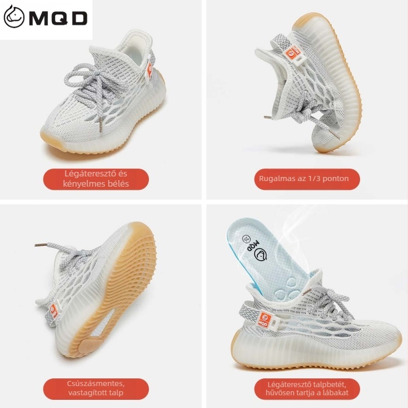 MQD Gyerek Coconut Cipő - Uniszex Flyknit Edzőcipő, 2025 tavasz, mindennapi használatra, puha talppal