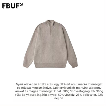 Félzipzáros polo vastag férfi kötött pulóver, téli retro stílus, álló gallérral