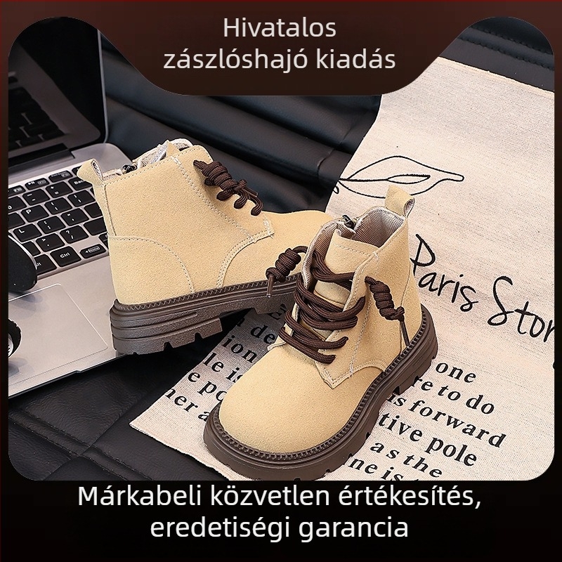 Brit stilusú gyerek Martin csizma, ősz-tél, retro rajzfilm dizájn, felsőrész mikrofiber bőr, oldalsó cipzár, kényelmes és meleg