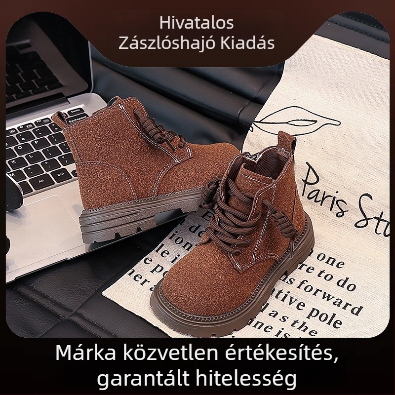 Brit stilusú gyerek Martin csizma, ősz-tél, retro rajzfilm dizájn, felsőrész mikrofiber bőr, oldalsó cipzár, kényelmes és meleg