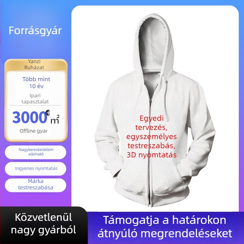 DIY férfi cipzáros pulóver, 3D digitális nyomtatás, utcai sportos páros ruházat