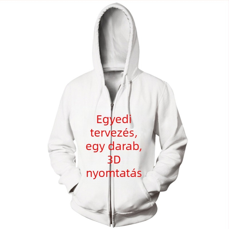 DIY férfi cipzáros pulóver, 3D digitális nyomtatás, utcai sportos páros ruházat