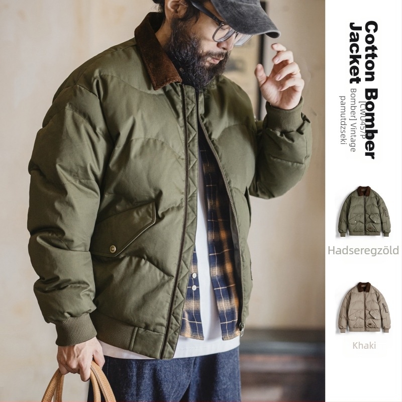 Maden Workwear Amerikai retro CWU-45P repülőkabát, rövid fazonú, galléros, meleg pamutkabát férfiaknak télen