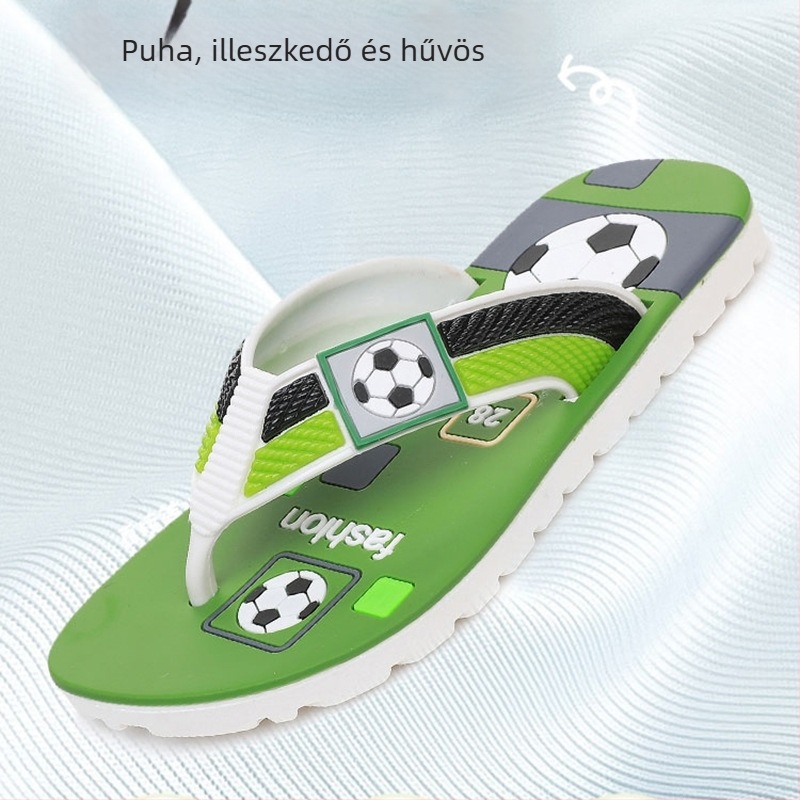 Gyermekeknek szánt flip-flop, uniszex, futball témájú, csúszásmentes, vízálló, kopásálló
