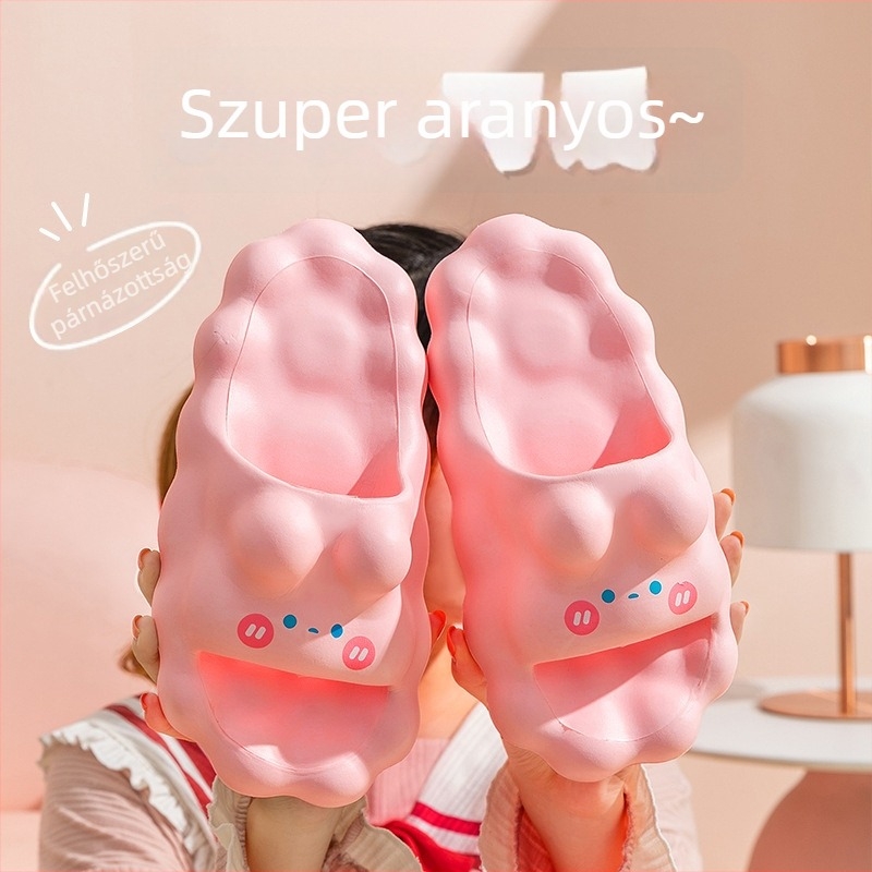 Női slip-on szandál puha talppal, csúszásmentes, beltéri és kültéri viselésre, rajzfilm minta
