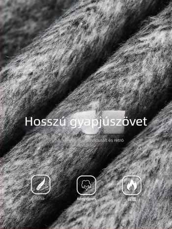 Férfi mohair kapucnis dzseki, őszi-téli, laza szabás, amerikai retro stílus