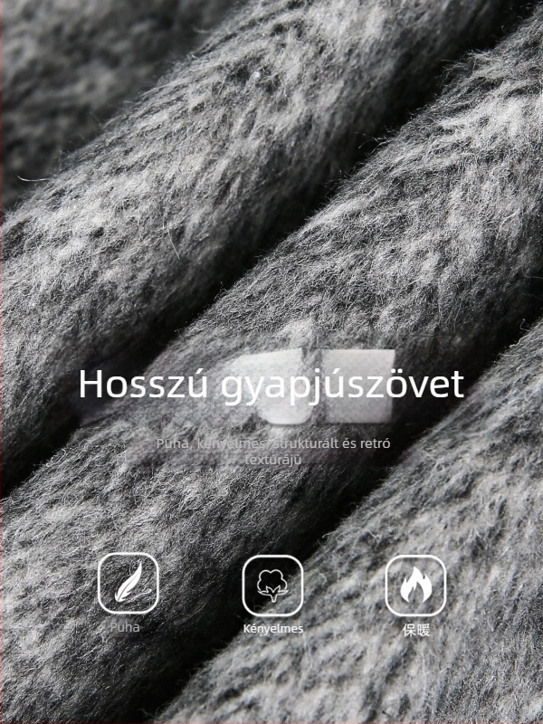 Férfi mohair kapucnis dzseki, őszi-téli, laza szabás, amerikai retro stílus