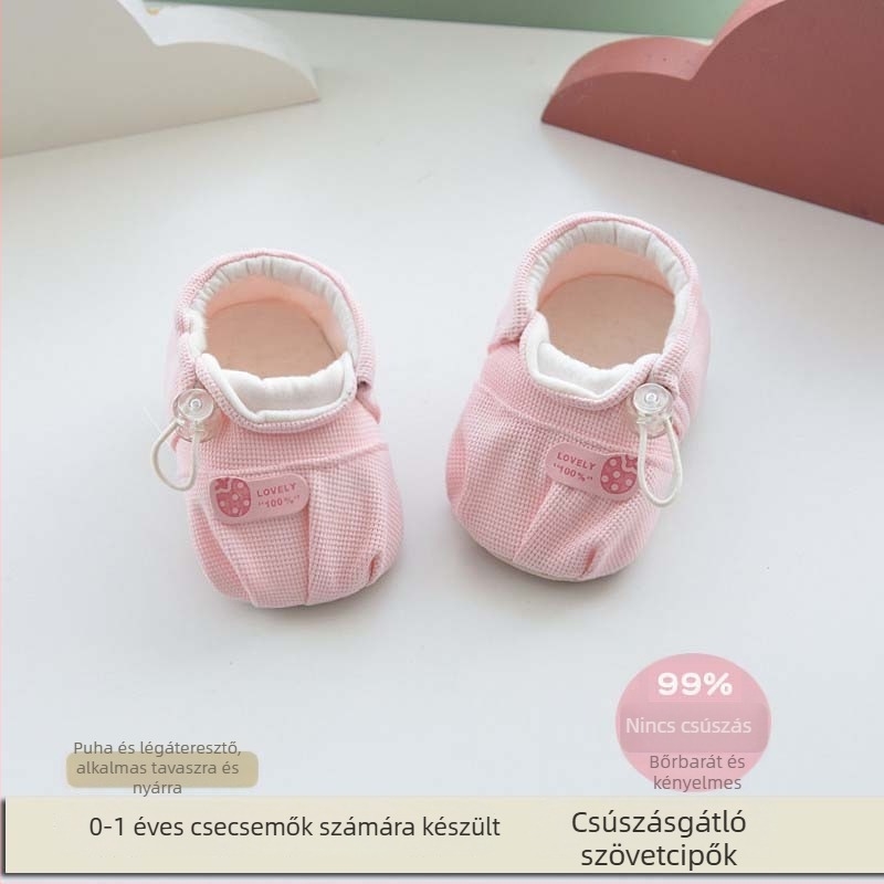 Baba zokni és puha talpú cipő, uniszex, a járás tanulásakor a csúszás megelőzésére, tavasz–ősz és nyár.