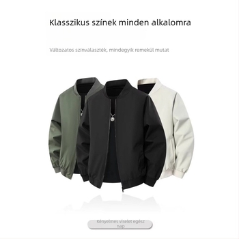 Új férfi lezser dzseki baseball gallérral, sokoldalú, nagy méret, tavasz–ősz, pilótastílus