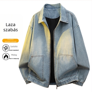 Férfi farmerdzseki, 2026 retro stílus, tavasz–ősz, kényelmes, laza szabás, reveres gallérral
