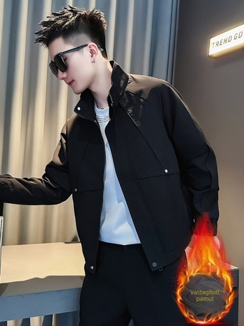 Férfi téli szigetelt munkaruha dzseki patchwork dizájnnal, fekete