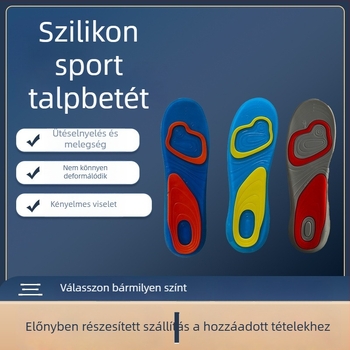 Szilikon sporttalptalp, magas rugalmasság, ütéscsillapítás, puha tapintású, csúszásmentes, fájdalommentes, uniszex