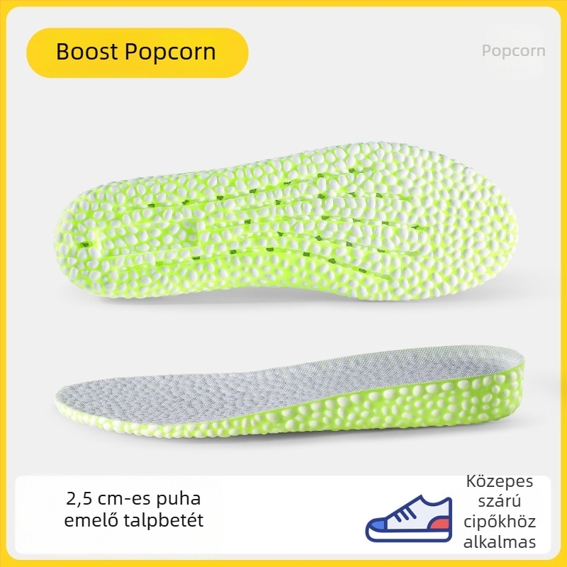 Uniszex magasságot növelő talpbetét popcornos párnázással, ütéscsillapítás, szag elleni védelem, láthatatlan dizájn, AJ1 cipőkhöz.