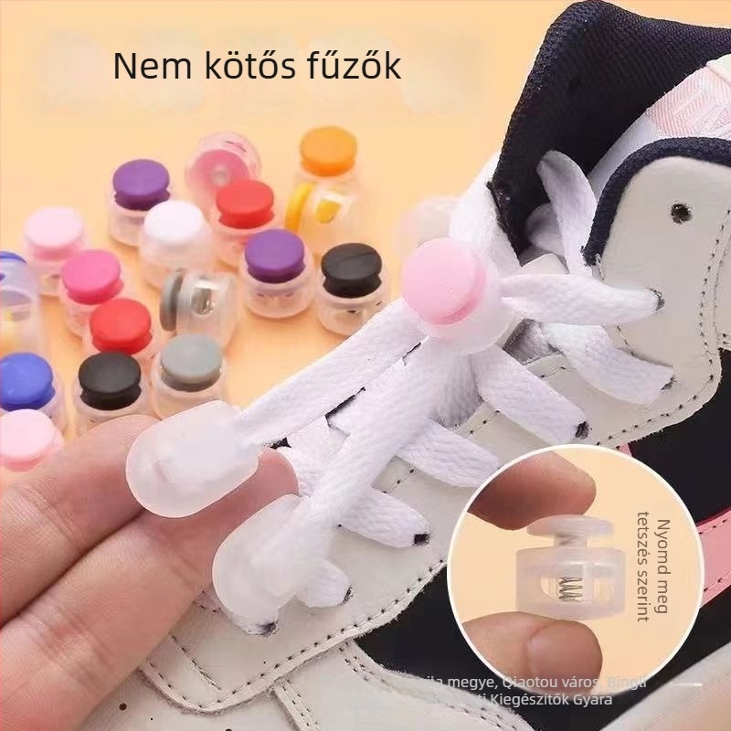 Rugalmas cipőfűző készlet rugós záróval és végklippel, gyermekeknek és felnőtteknek