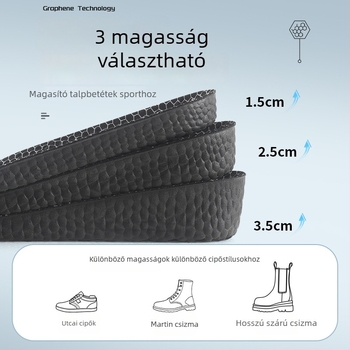 PU magasságot növelő talpbetét férfiaknak és nőknek, légáteresztő, izzadságfelszívó, szagtalanító, ultra-soft, ütéscsillapító, láthatatlan teljes talpbetét