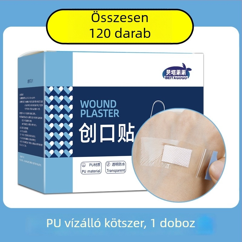 Vízálló, átlátszó hemostatikus sebtapasz, dörzsölés elleni védelemmel és hegfedő hatással, gondtalan fürdéshez és úszáshoz