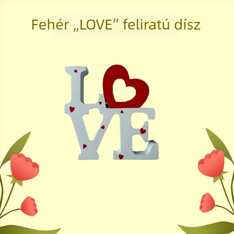 LOVE betűkből készült fa dísz Valentin-napra és esküvőre – szerelem dekoráció, DIY kreatív
