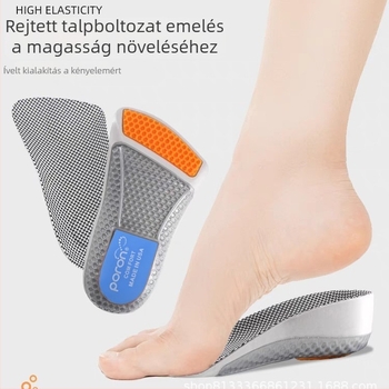 PU láthatatlan magasságot növelő fél talpbetét Poronból sportcipőkhöz, légáteresztő, antibakteriális, dezodoráló, csúszásmentes