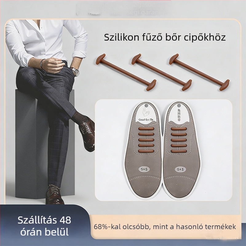 Bőr cipőkhöz szilikonból készült cipőfűzők kötés nélkül, kör alakú, fényvisszaverő, leszerelhető, hordozható, készleten